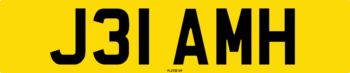 J31 AMH Number Plate