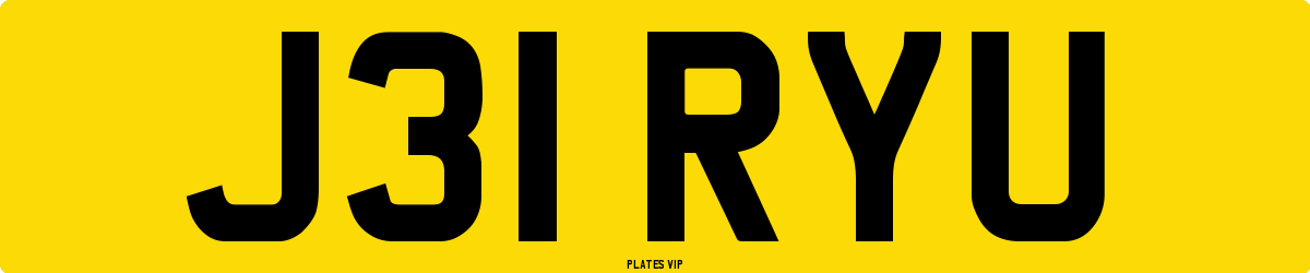 J31 RYU Number Plate