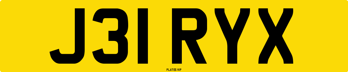 J31 RYX Number Plate
