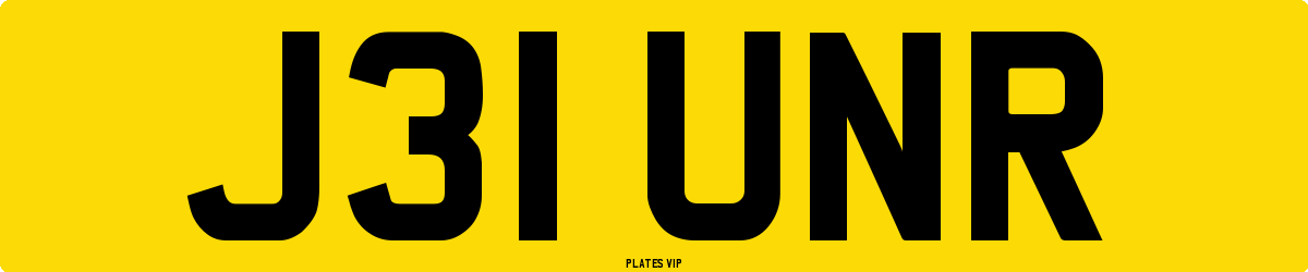 J31 UNR Number Plate