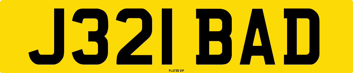 J321 BAD Number Plate