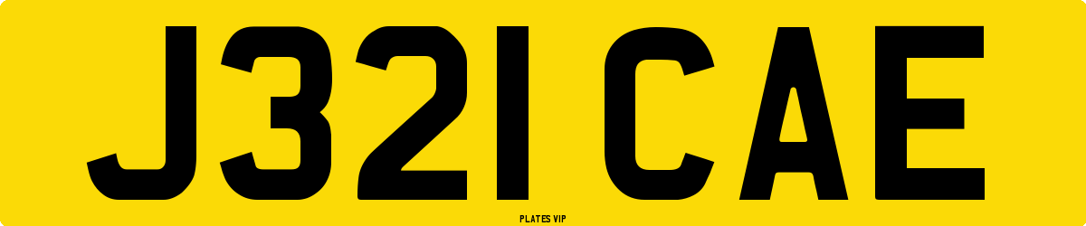 J321 CAE Number Plate