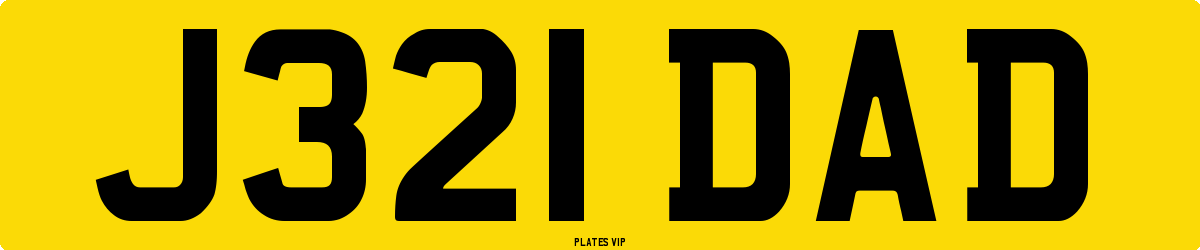 J321 DAD Number Plate