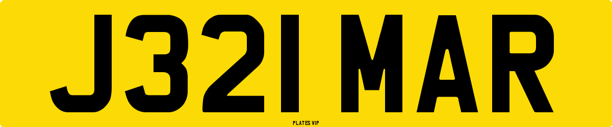 J321 MAR Number Plate