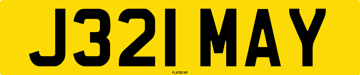J321 MAY Number Plate