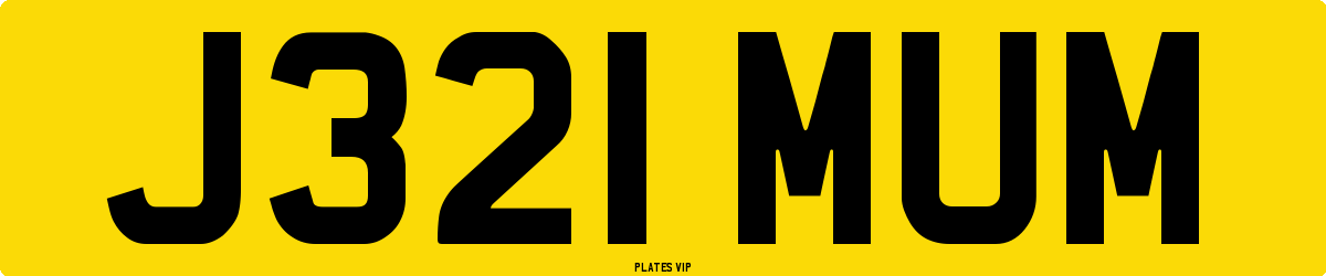 J321 MUM Number Plate