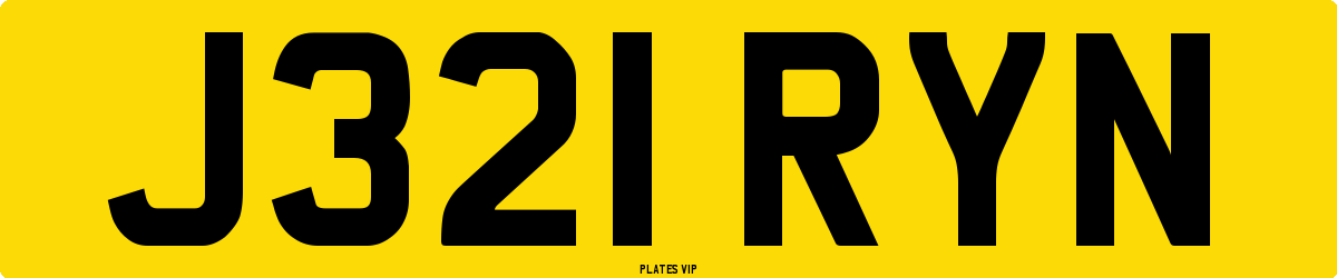 J321 RYN Number Plate
