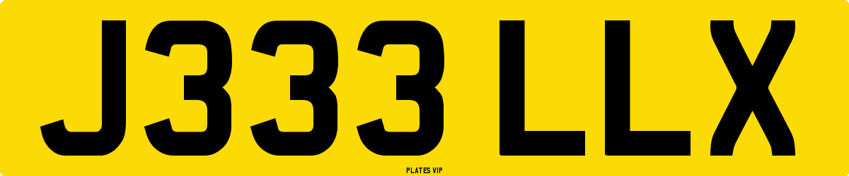 J333 LLX Number Plate