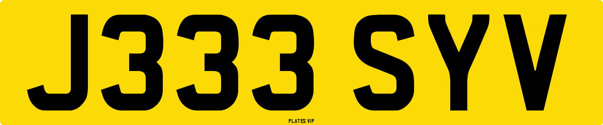 J333 SYV Number Plate