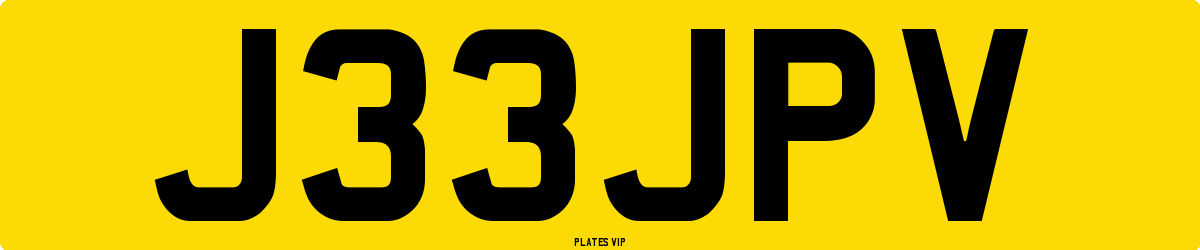 J33JPV Number Plate