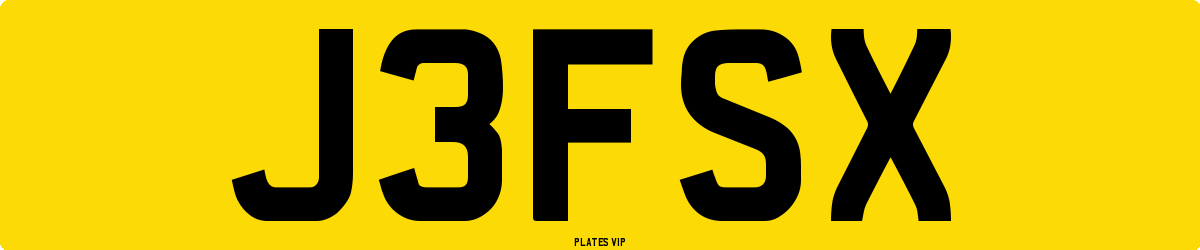 J3FSX Number Plate
