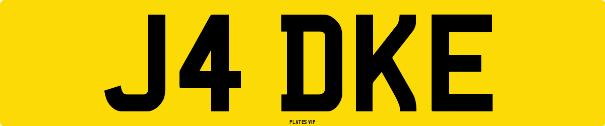 J4 DKE Number Plate