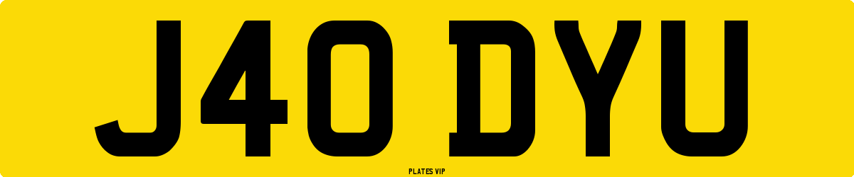 J40 DYU Number Plate