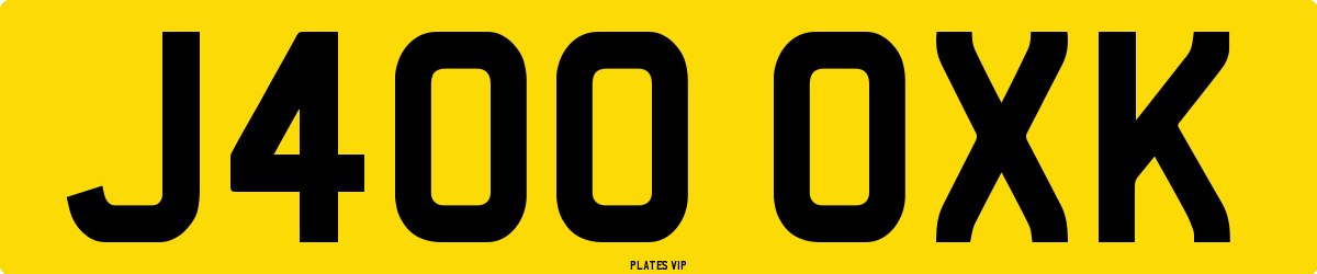 J400 OXK Number Plate