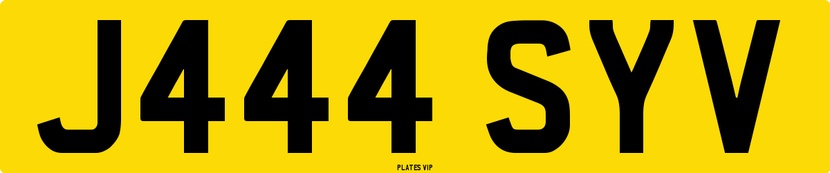 J444 SYV Number Plate