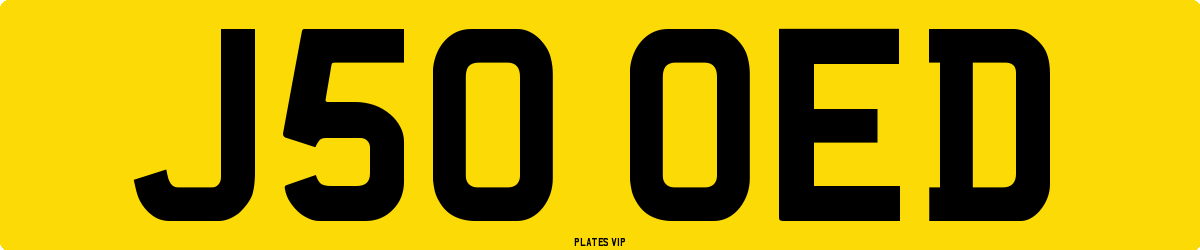 J50 OED Number Plate