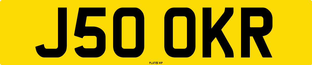 J50 OKR Number Plate