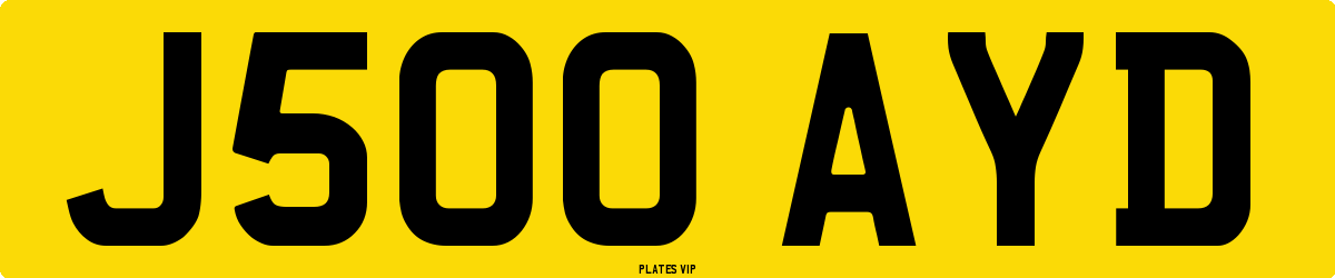 J500 AYD Number Plate