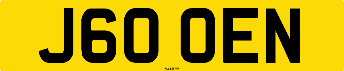 J60 OEN Number Plate
