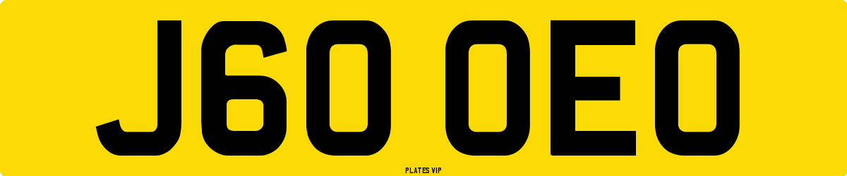 J60 OEO Number Plate