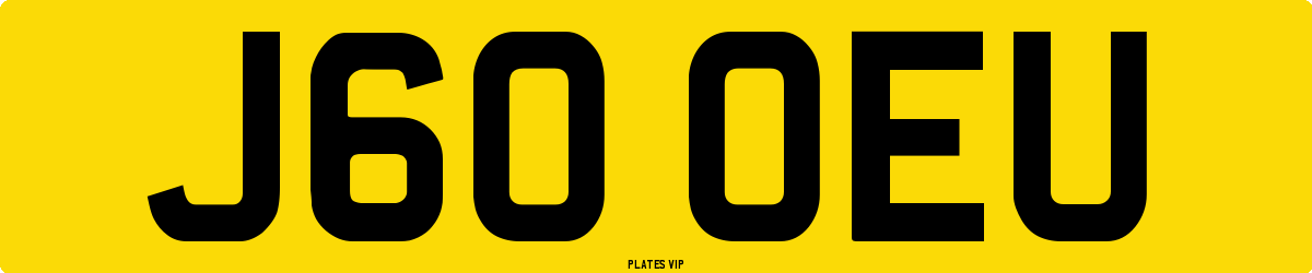 J60 OEU Number Plate