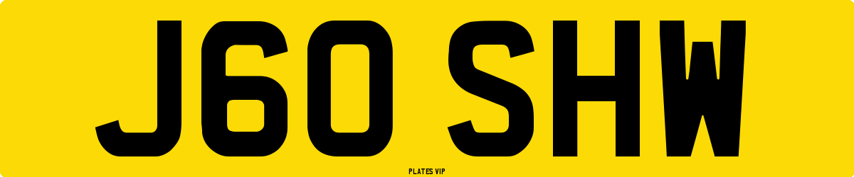 J60 SHW Number Plate