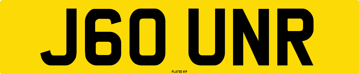 J60 UNR Number Plate