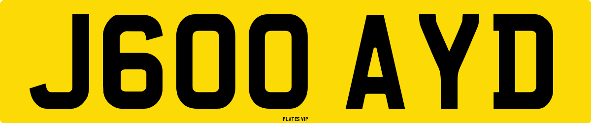 J600 AYD Number Plate