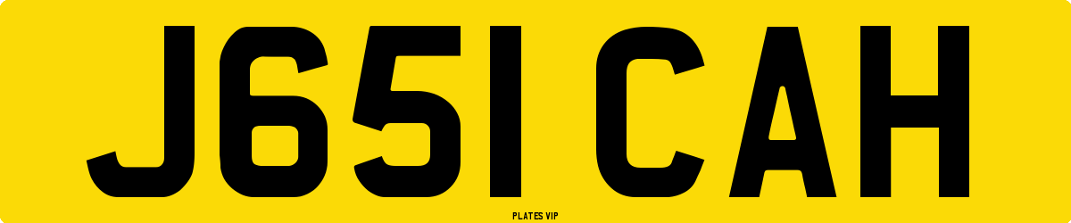 J651 CAH Number Plate