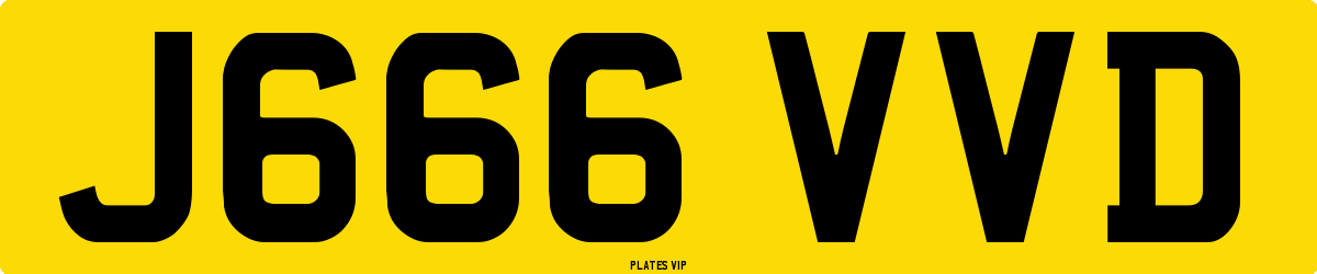 J666 VVD Number Plate