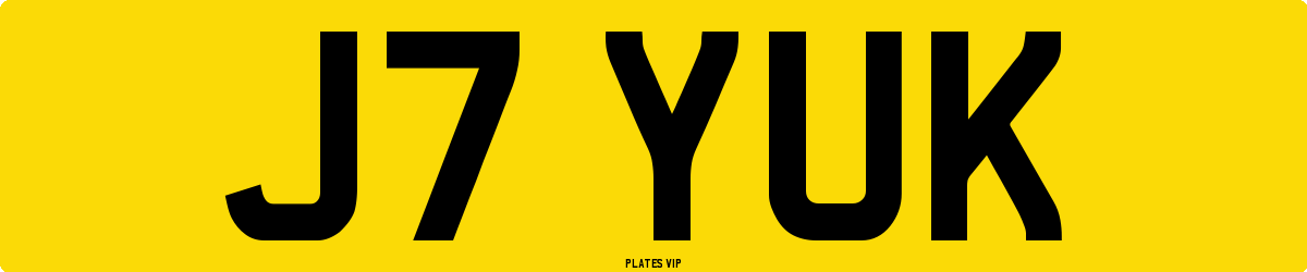 J7 YUK Number Plate