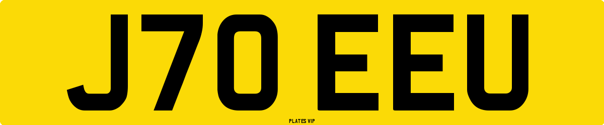 J70 EEU Number Plate