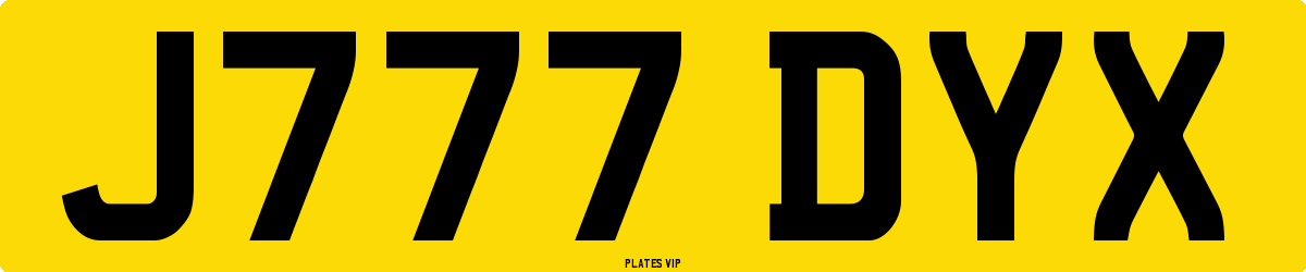 J777 DYX Number Plate