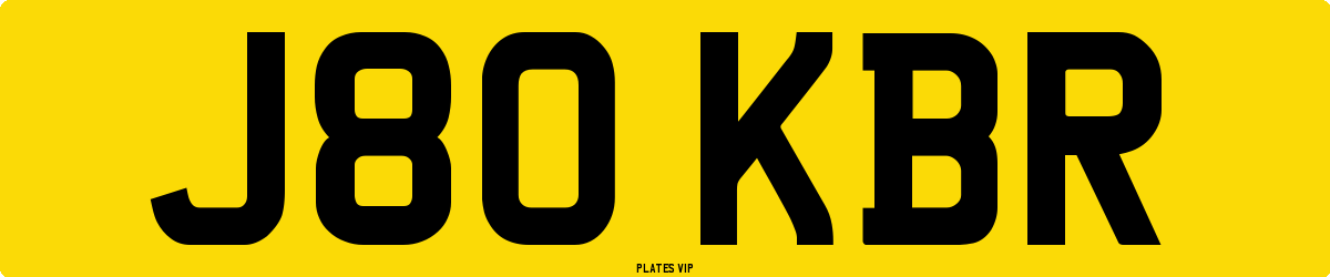 J80 KBR Number Plate