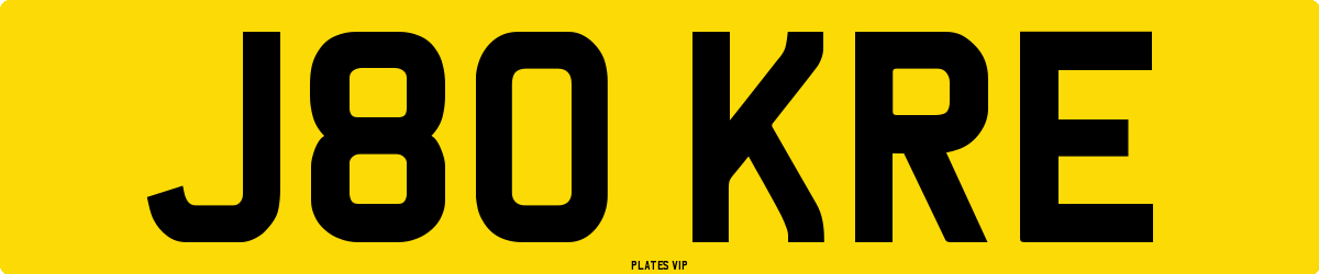 J80 KRE Number Plate