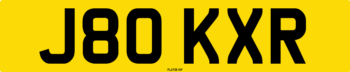 J80 KXR Number Plate