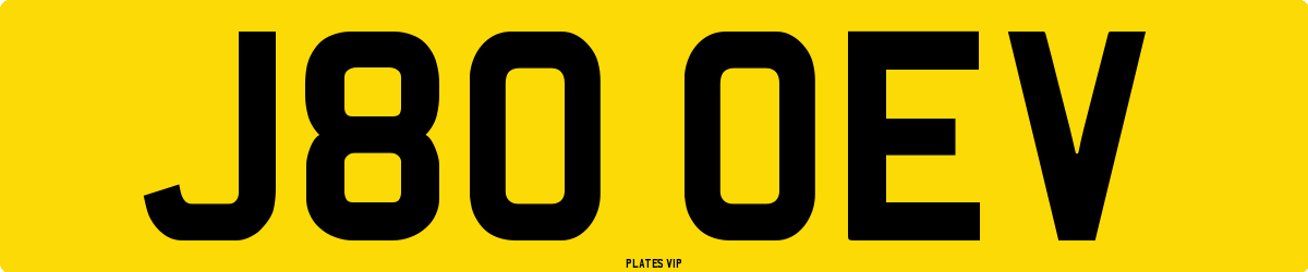 J80 OEV Number Plate