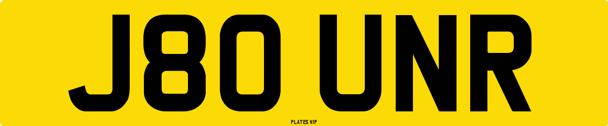J80 UNR Number Plate