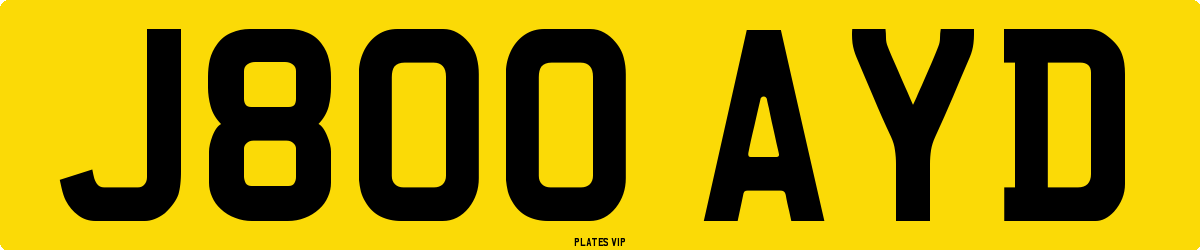 J800 AYD Number Plate