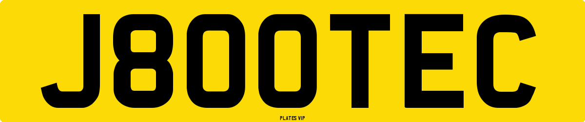 J800TEC Number Plate