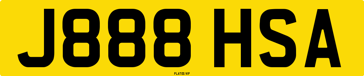 J888 HSA Number Plate