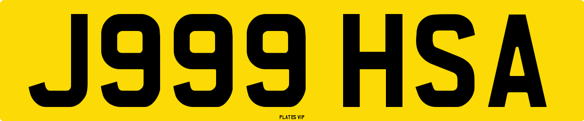 J999 HSA Number Plate