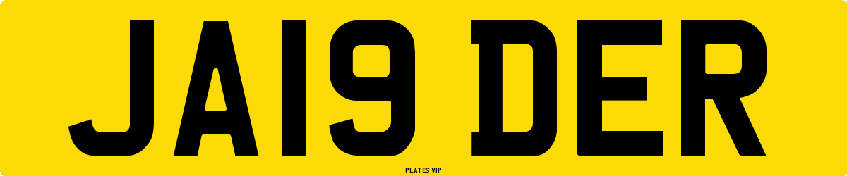 JA19 DER Number Plate