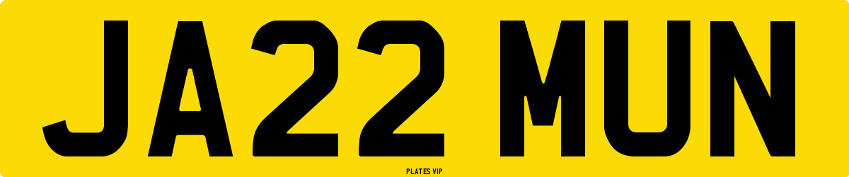 JA22 MUN Number Plate