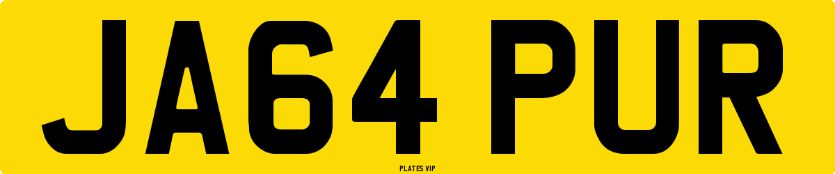 JA64 PUR Number Plate