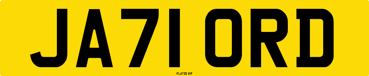 JA71 ORD Number Plate