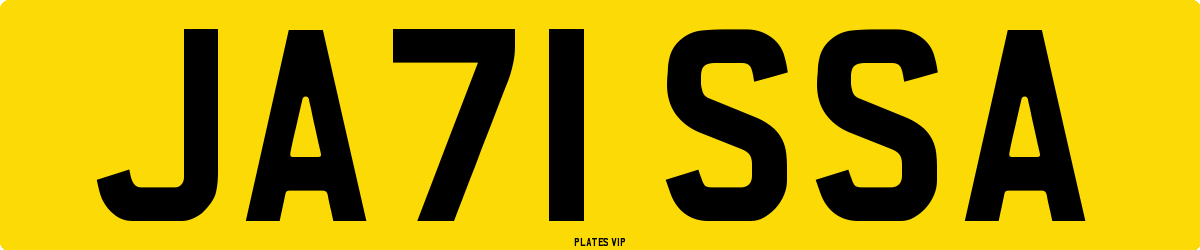 JA71 SSA Number Plate
