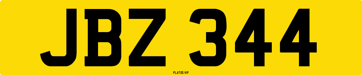 JBZ 344 Number Plate