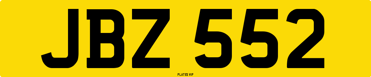 JBZ 552 Number Plate