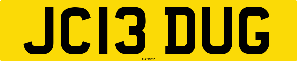 JC13 DUG Number Plate